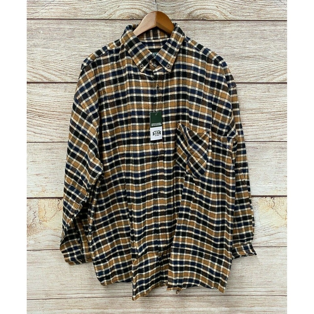 Key Apparel Flannel Shirt Mens Large (49" Chest X 33" Long) Check Button Up New‎